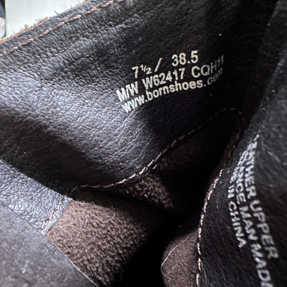 Born Riding Boots Womens 7.5 Brown Leather Knee High Zip Strap Block Heel W62417 - Picture 4 of 11